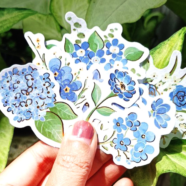 

[ 10 PCS ] STICKER BUNGA ROMANTIS DENGAN VARIASI LINE GOLD untuk Journal | Scrapebook, buku catatan DLL