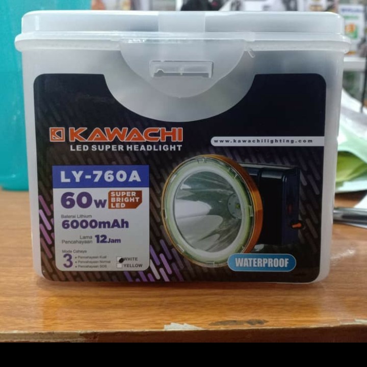 Senter Kepala Kawachi Super Terang - Senter Kepala Waterproof Tahan 12 Jam - Senter Kepala Kawachi 60 Watt LY-760A