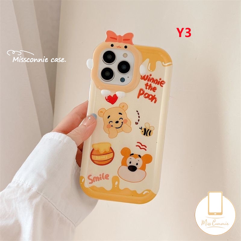 Cute Honey Ice Cream Cartoon Disney Winnie the Pooh Phone Case for Redmi 10A 9A 9T 10C 9C NFC PO CO M3 Creative 3D Bow Little Monster Lens Soft Back Cover