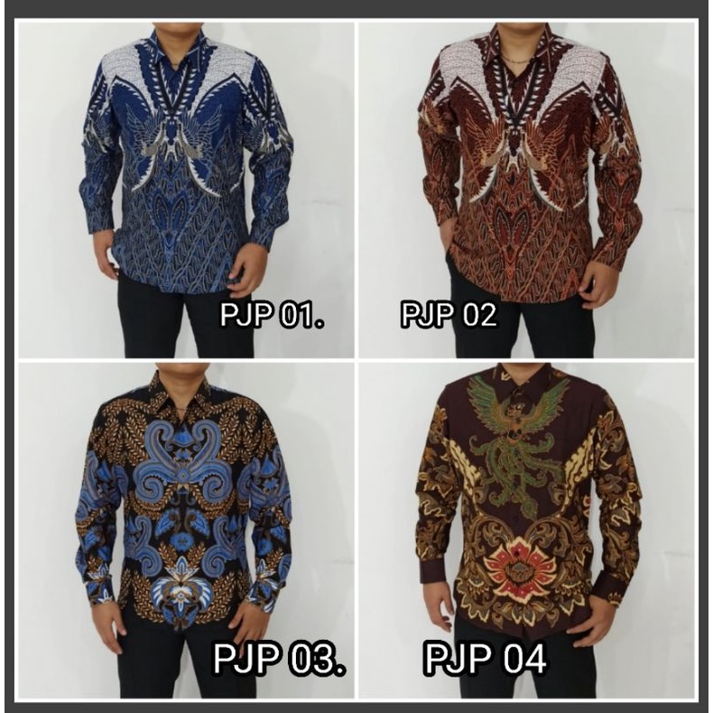 P1 Batik Pola Panjang Slim PREMIUM Hem Pria Baju Katun Slimfit