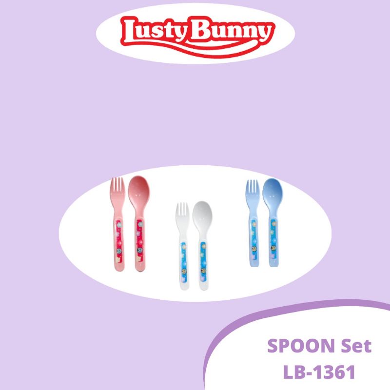 Lusty Bunny Spoon &amp; Fork Set LB1361 - Lustybunny Sendok Garpu Set Makan Anak Bayi