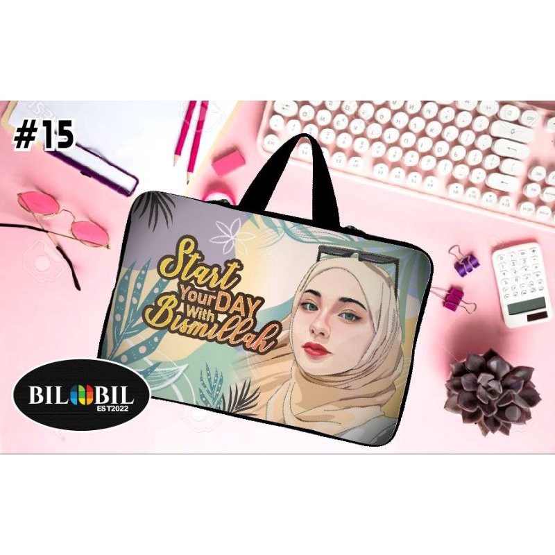 Tas Laptop Sleeve Karakter Hijab Muslimah.