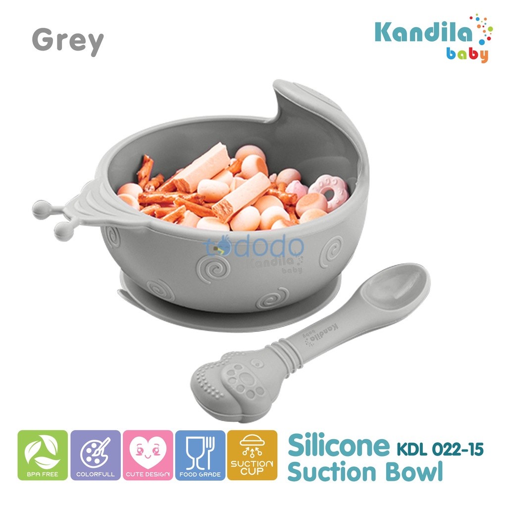 Mangkuk Makan Anak Bayi Silikon Anti Slip Kandila Baby Silicone Suction Bowl / KDL 022-15