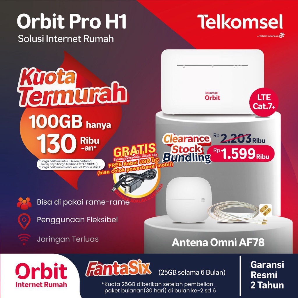 Telkomsel Orbit Pro H1 B535 Wifi Modem Home Router - Garansi Resmi