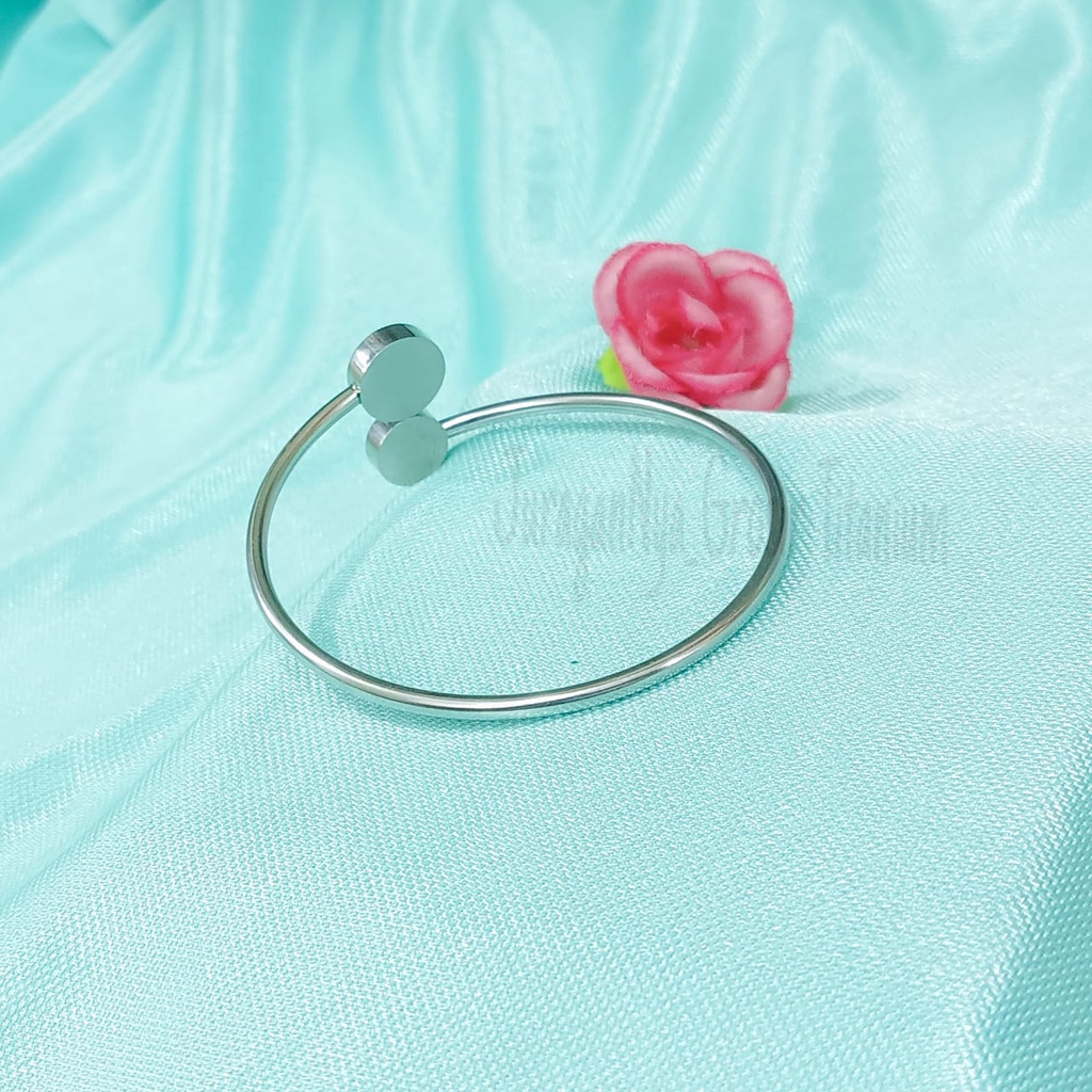 GELANG TITANIUM FLEKSIBEL BULAT PERMATA  ANTI KARAT&amp;ANTI LUNTUR 316