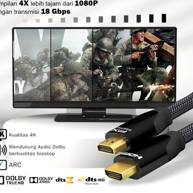 Kabel HDMI Ultra HD 4K High Speed HDR Nylon Braided 2M PX HD2-2MX