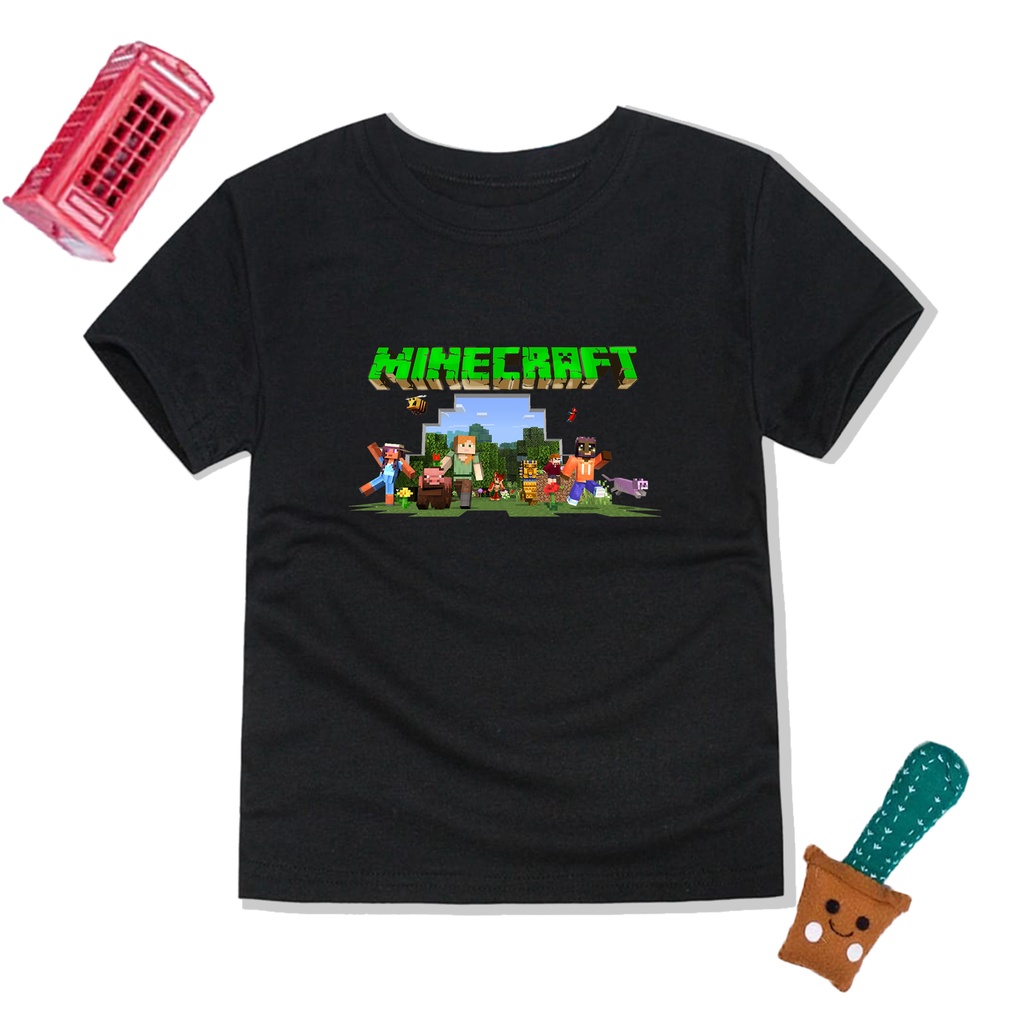 PVJ - Tshirt Anak Karakter Game Mine Craft Kaos Anak Laki laki Dan Perempuan