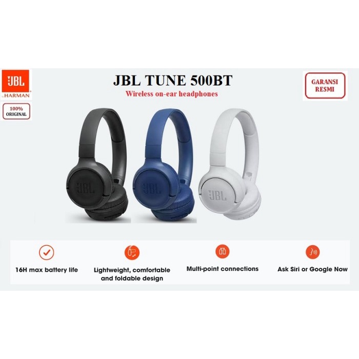 Original JBL Tune 500BT/ JBL T500BT/ JBL T 500 BT Bluetooth Headphone