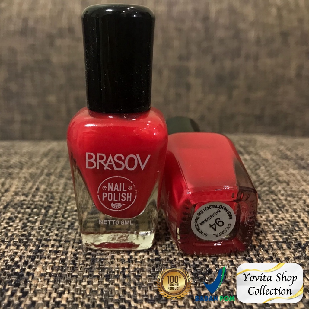 Kutek Brasov Merah Halal Murah 8ml No 94 | Cat Kuku Nail Polish 8ml BPOM