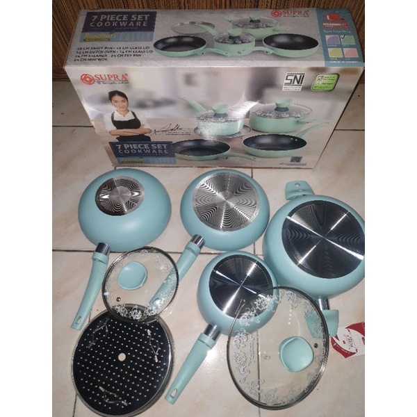 Pastel panci set supra rosemary 7pcs. Cookware set supra teflon.