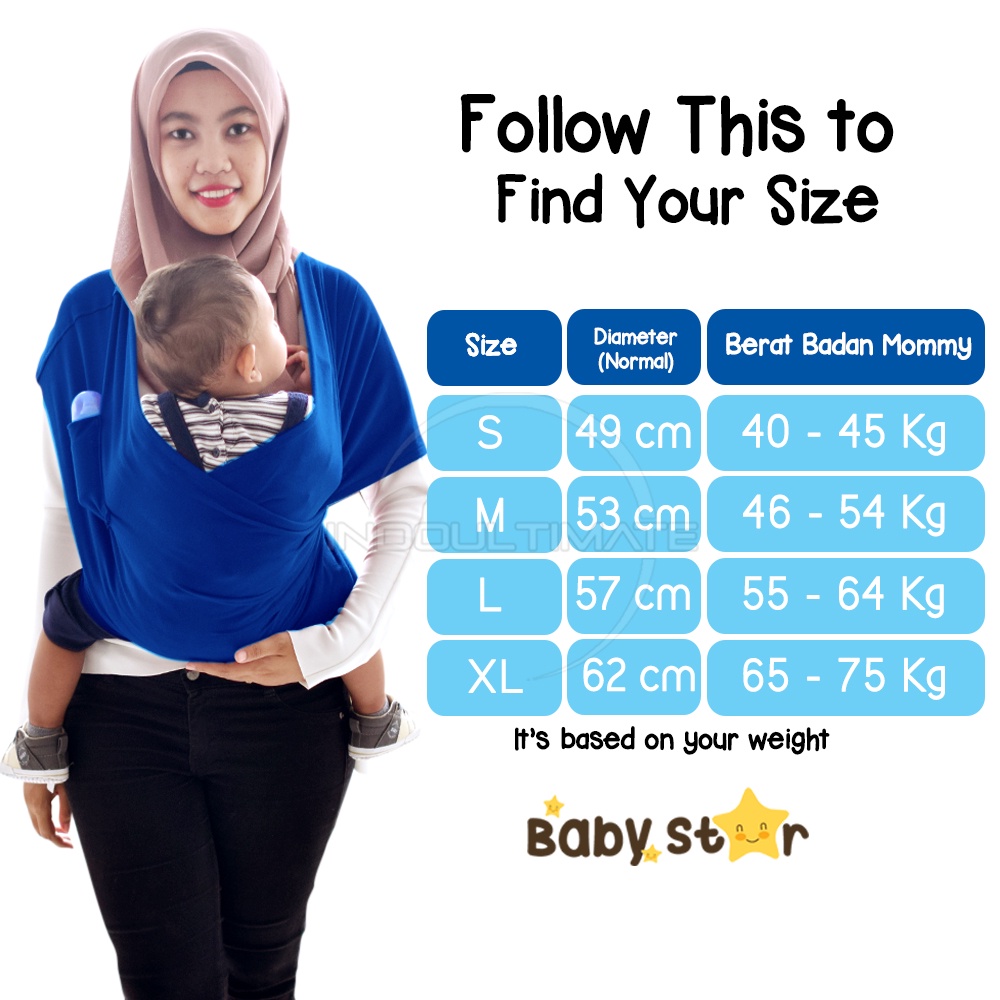 BABY STAR / BRIGHT STAR Gendongan 2in1 Baby Bayi Depan Kaos Polos 2 in 1 Gendongan Bayi GEOS BY-76