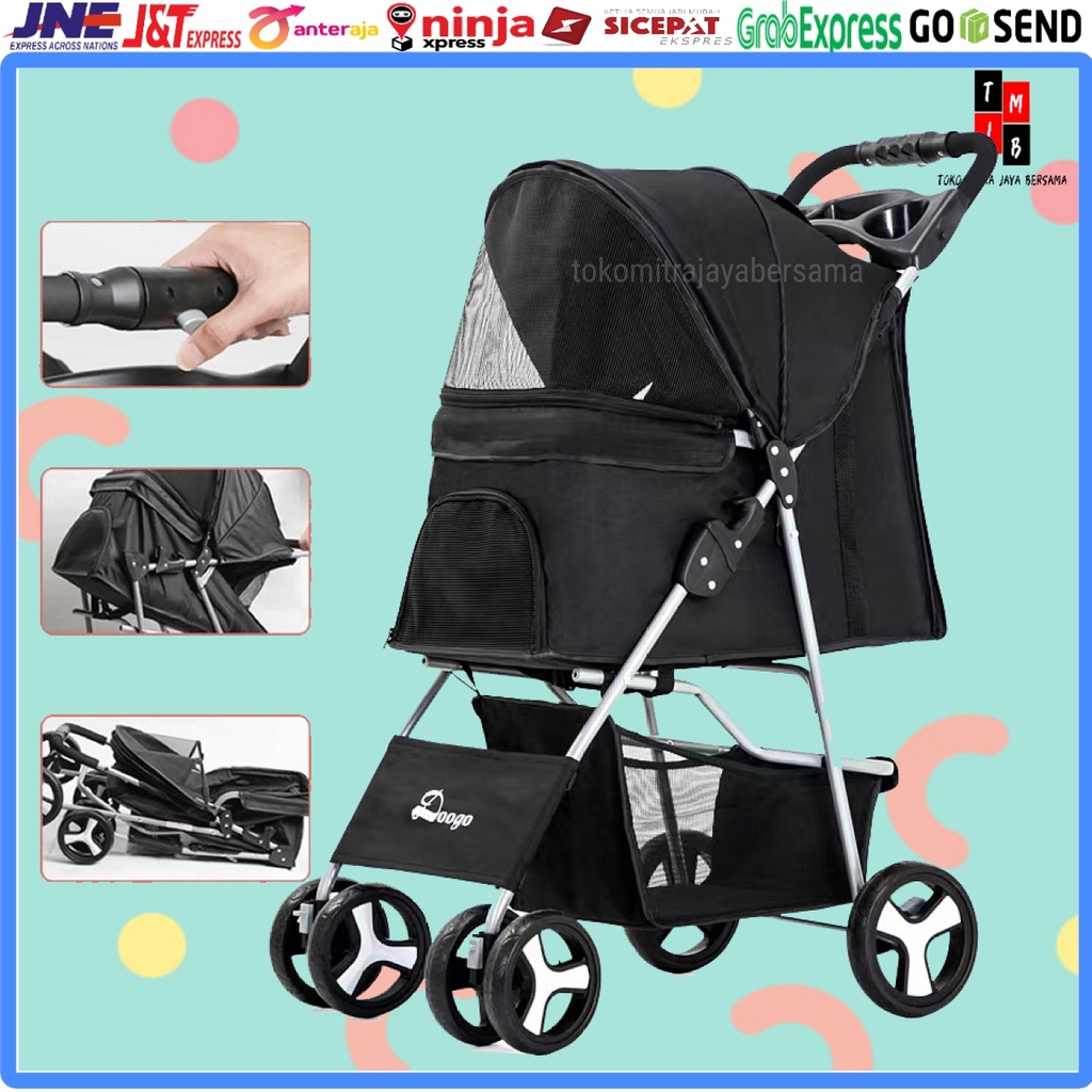 TROLI ANJING DOG TROLLEY DORONG DORONGAN KERETA HEWAN PET STROLLER BISA DILIPAT LIPAT