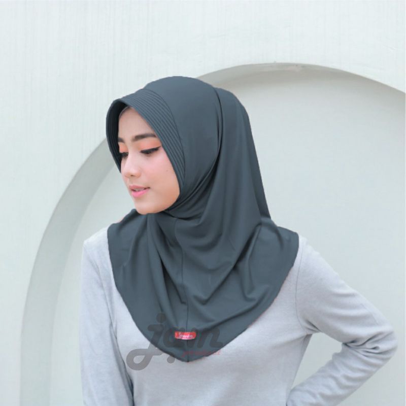 [Sh ]sproty hijab hijab sport jilbab sport olahraga instan pet terlaris bergo hamidah hijab instan size M-abu tua
