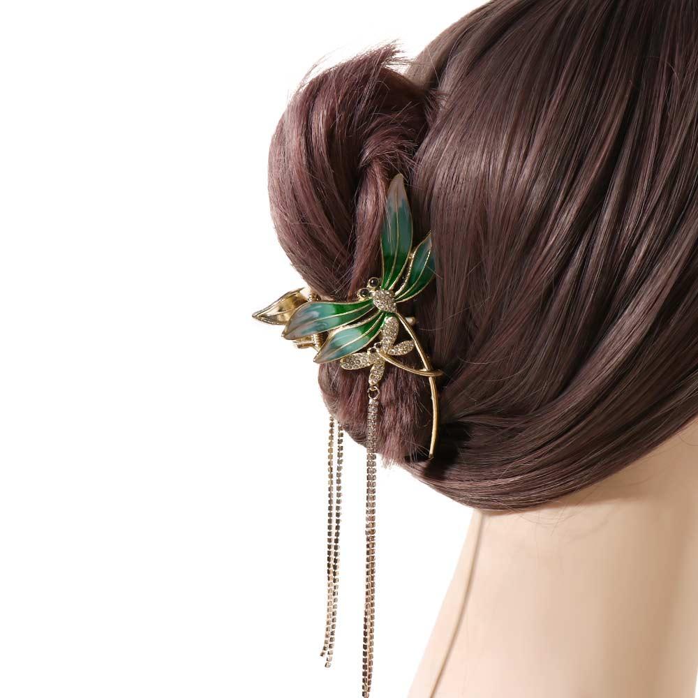 Needway   Capung Rambut Cakar Jepit Rambut Trendi Berongga Hiu Klip Hiasan Kepala Berlian Hair Claw Ponytail Holder Hiasan Kepala Perempuan Gaya Korea Hair Clip