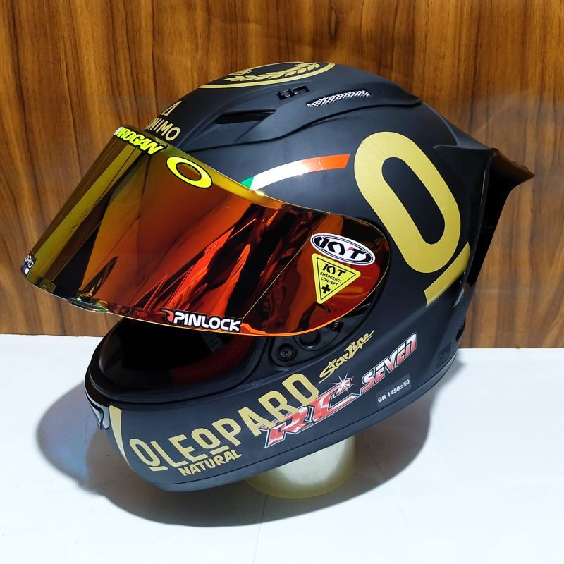 helm full face KYT RC seven Paket Ganteng leopard (red bull)