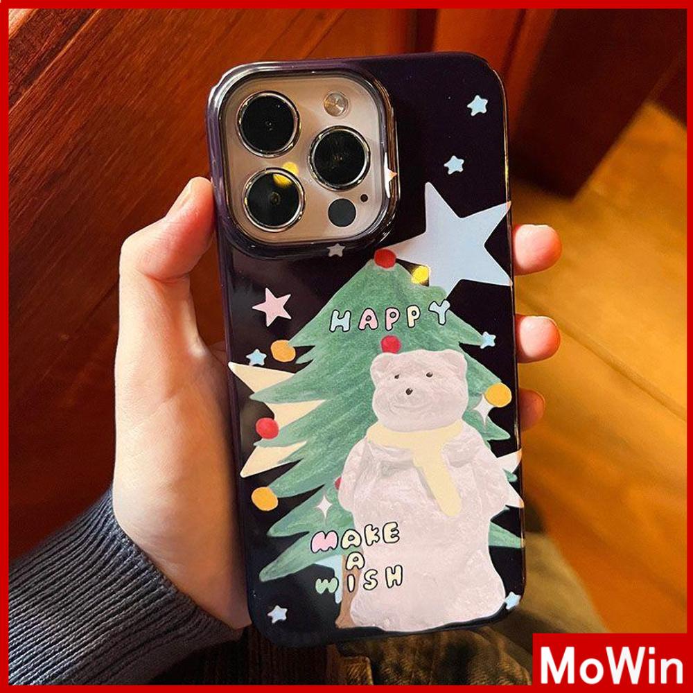 For iPhone 14 Pro Max iPhone Case Glossy Black TPU Soft Case Shockproof Protection Camera Merry Christmas Tree Gift Compatible For iPhone 13 Pro max 12 Pro Max 11 xr xs 7Plus 7 8