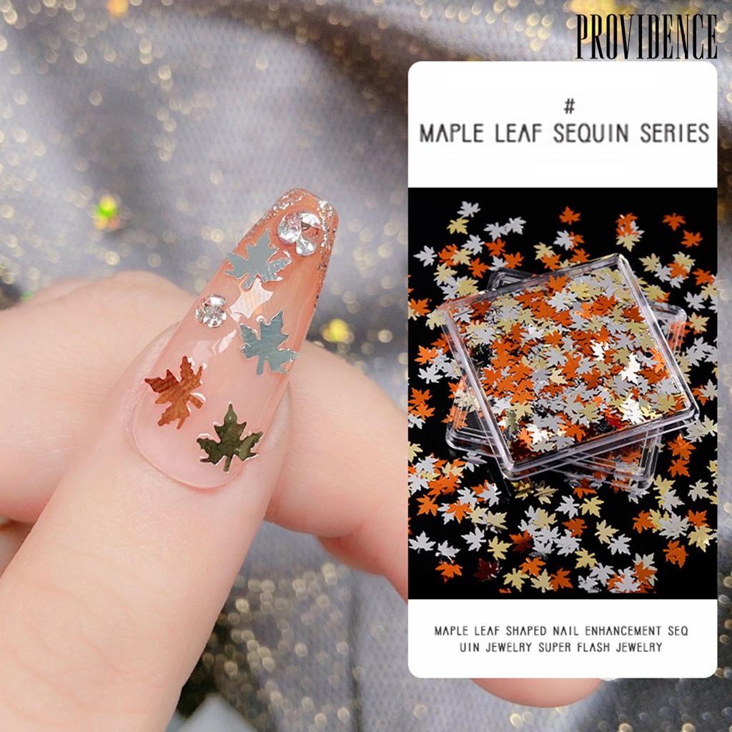 1 Kotak Payet Glitter Bentuk Daun Maple Aneka Warna Untuk Dekorasi Nail Art