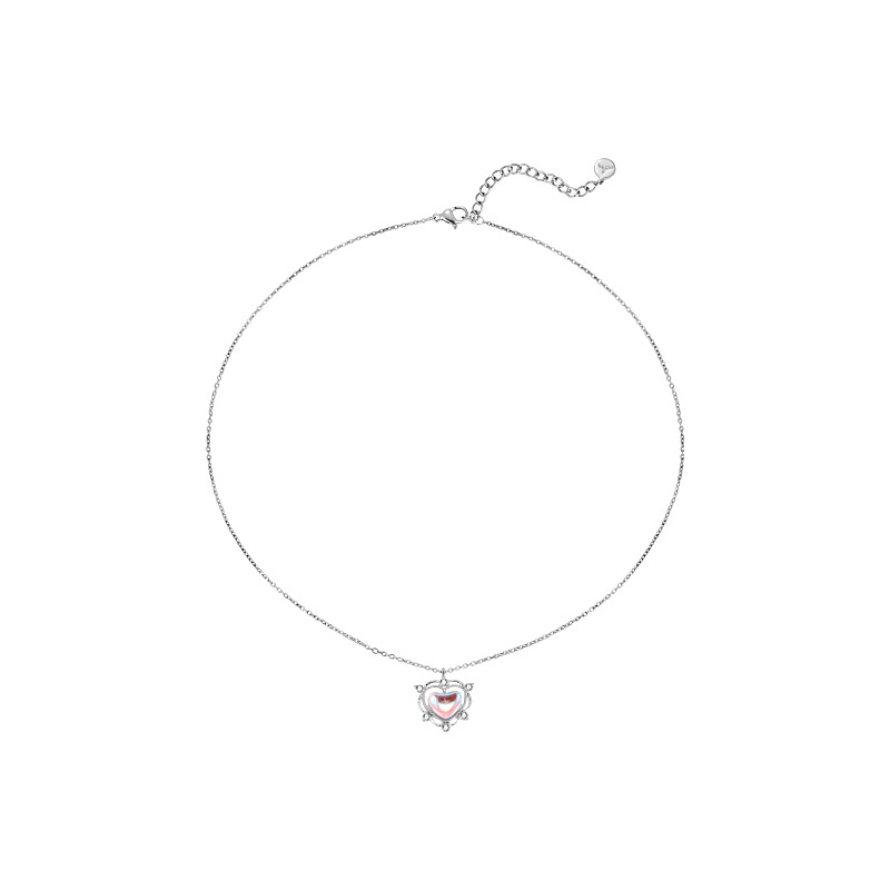 Kalung Rantai Choker Liontin Batu Bulan Kristal Warna Silver Gaya Korea Untuk Wanita