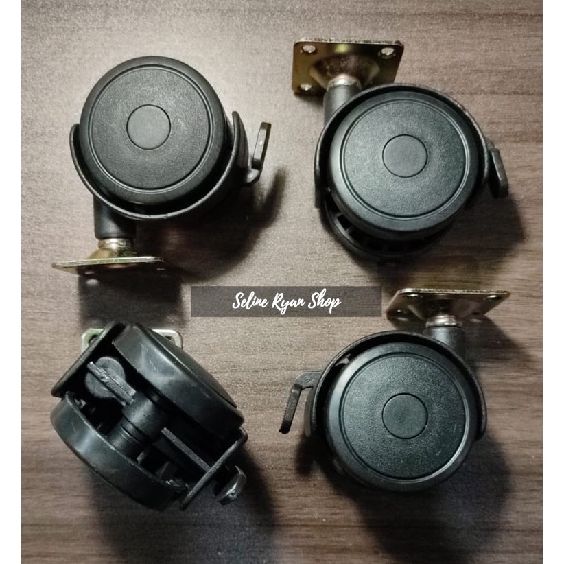 1 PC Roda Plastik / Roda Kursi Direktur 5cm Model Kaki Kotak