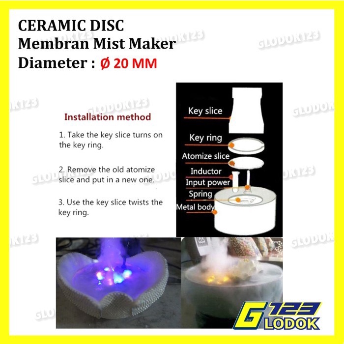 20mm Membran Mist Maker Mesin Kabut Ceramic Disc Mata Transducer Disk