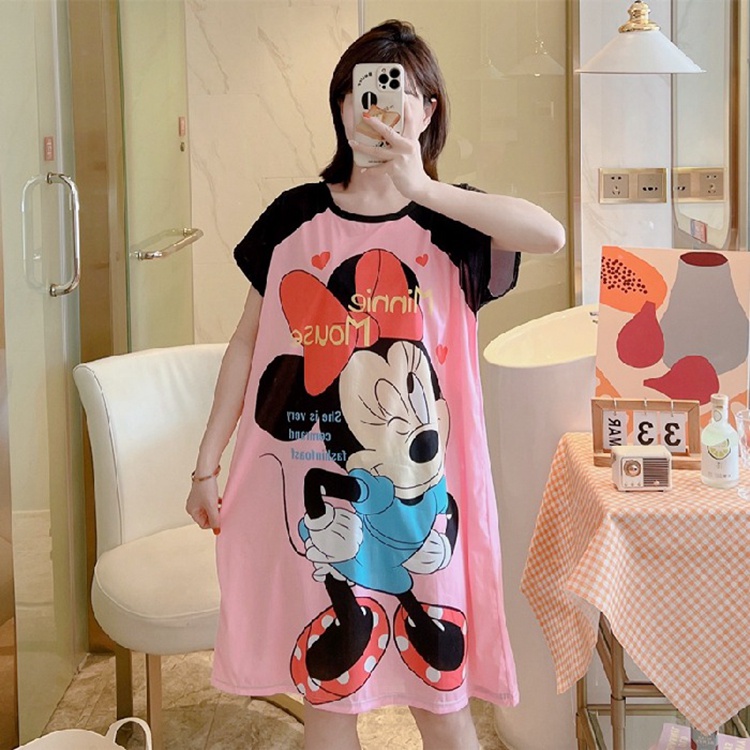 Daster Jumbo / Baju Tidur Import Wanita Motif Kartun Imut Freesize Muat Sampai XXXL - KR1009