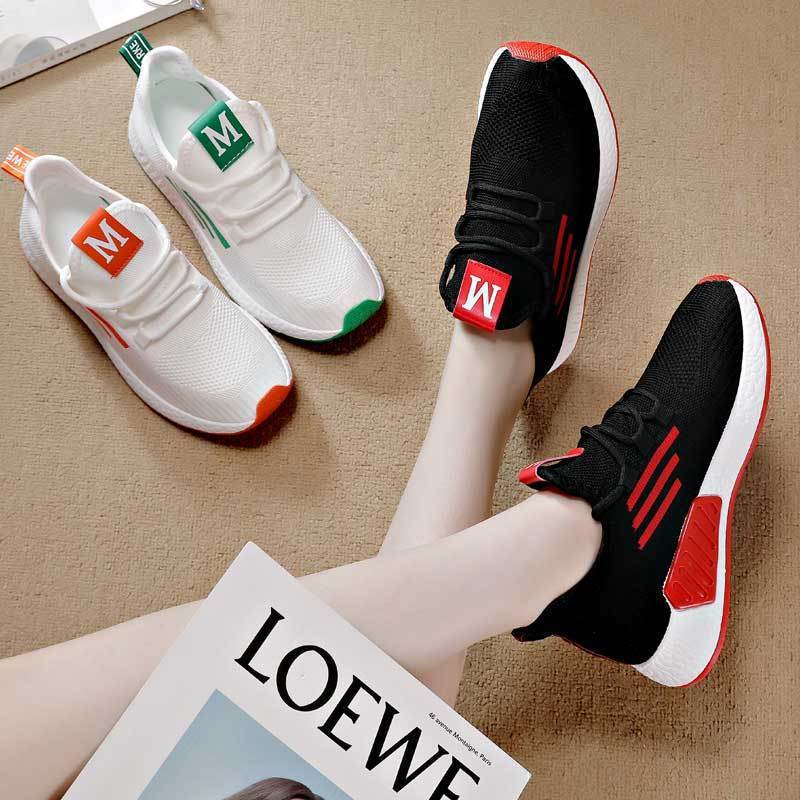 ❀ Chingu ❀ SEP016 (Tanpa Kotak) Sepatu Sneakers Wanita Motif M Ada 3Garis Ungu Sporty Model Korea Fashion Casual Sport Olahraga Import