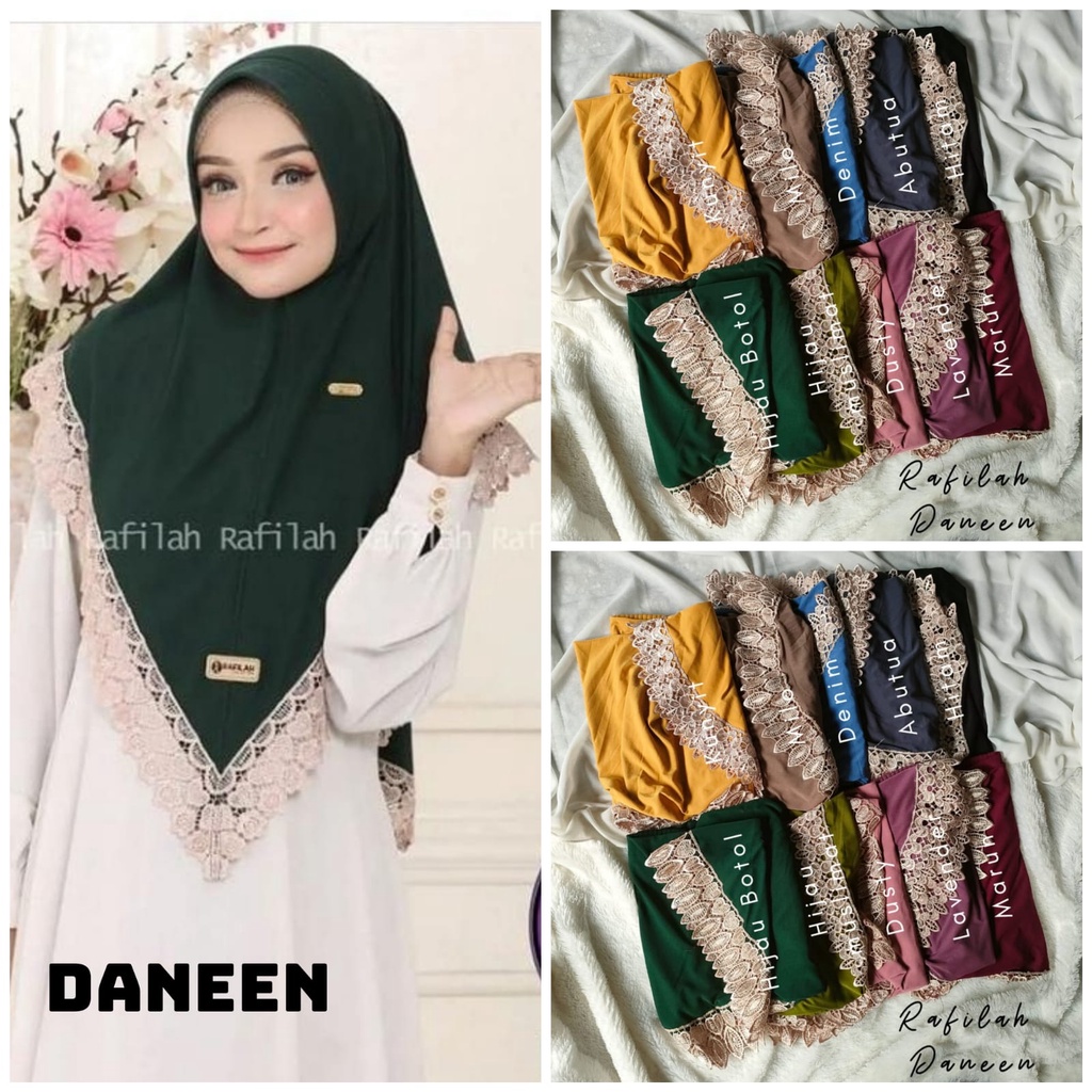Jilbab jersey rafilah Daneen renda Super