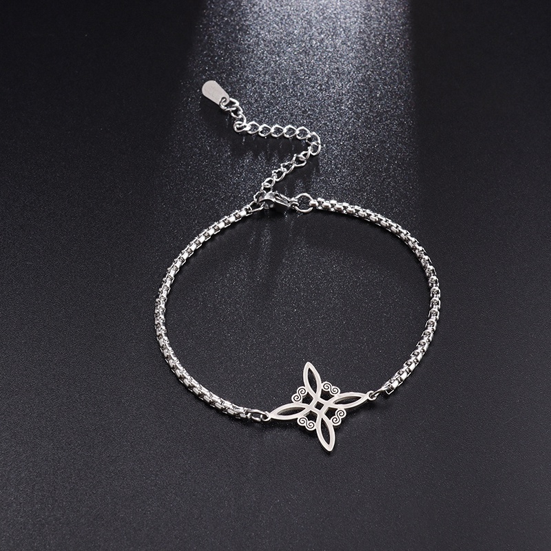 Gelang Wanita Bahan Stainless Steel Bentuk Geometris Model Hollow Untuk Pesta