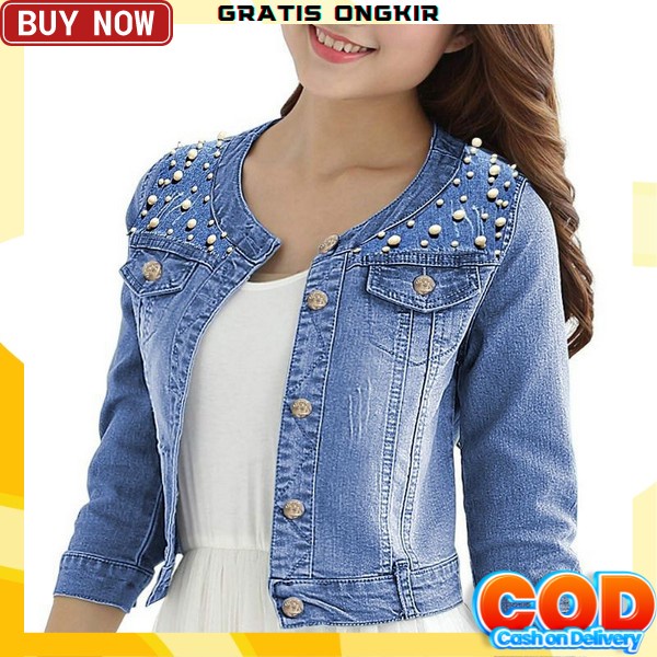 Jaket Jeans Wanita Polos Jacket Denim Levis Cewek Premium Import Cn380 Jaket Jeans Cakar Suzzie Vict