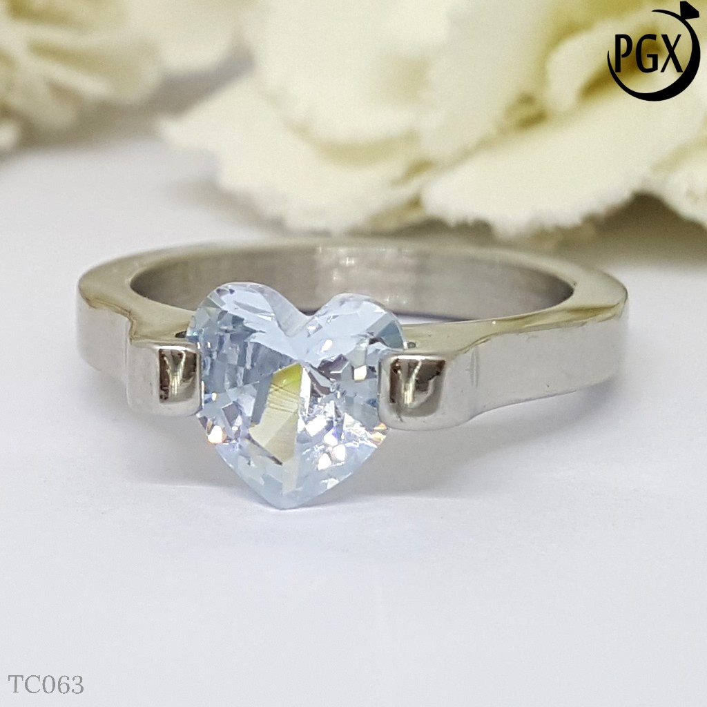 PGX Cincin Titanium Couple Tunangan Aksesoris Fashion Perhiasan Anti Karat - TC063