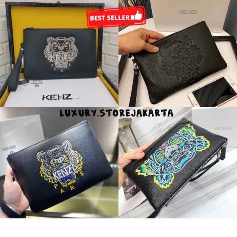 [KIRIM SEKARANG] Clutch/Pouch pria Embroidered Tiger Bisa instant