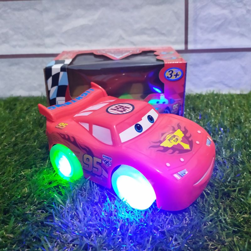 Mainan Mobil Cars Bump Go Baterai Lighting McQueen Anak Batre Edukatif - miniatur cars