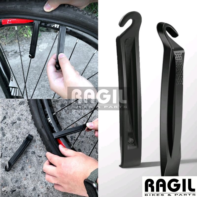 (ISI 1) JUGIL BAN LUAR SEPEDA TIRE LEVER PLASTIK HITAM ALAT PASANG LEPAS PELEPAS BUKA CUKIT CONGKEL