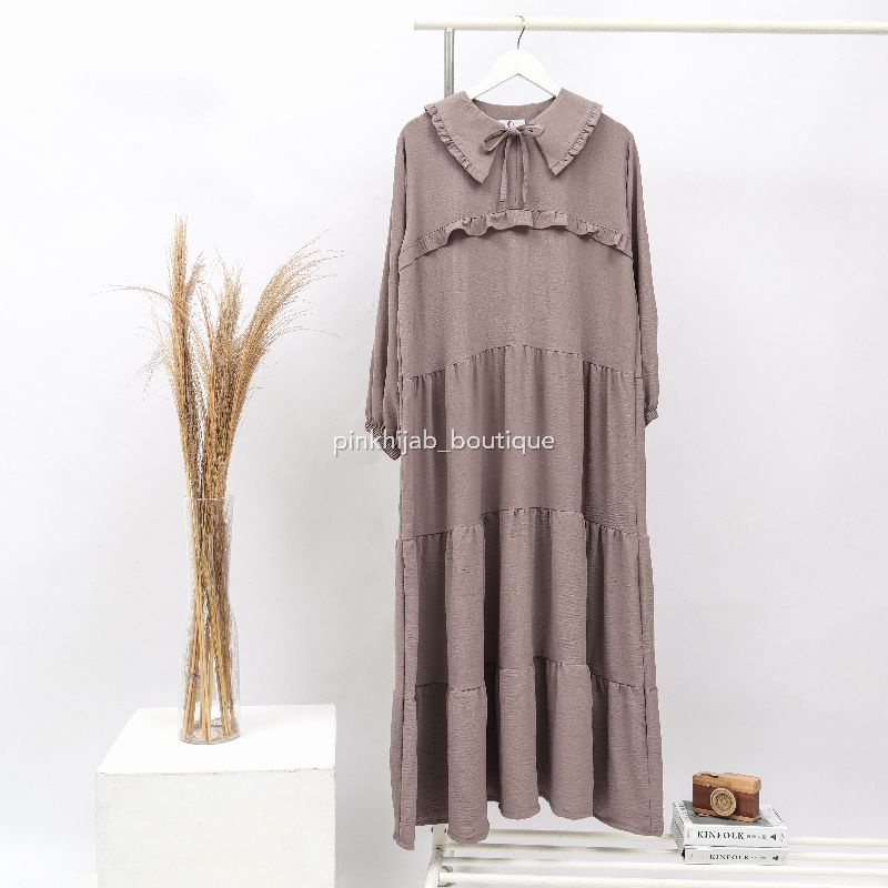 AUDY DRESS BY PINKHIJAB_BOUTIQUE GAMIS LEBARAN KATUN DRESS WANITA KOREA KONDANGAN MUSLIM