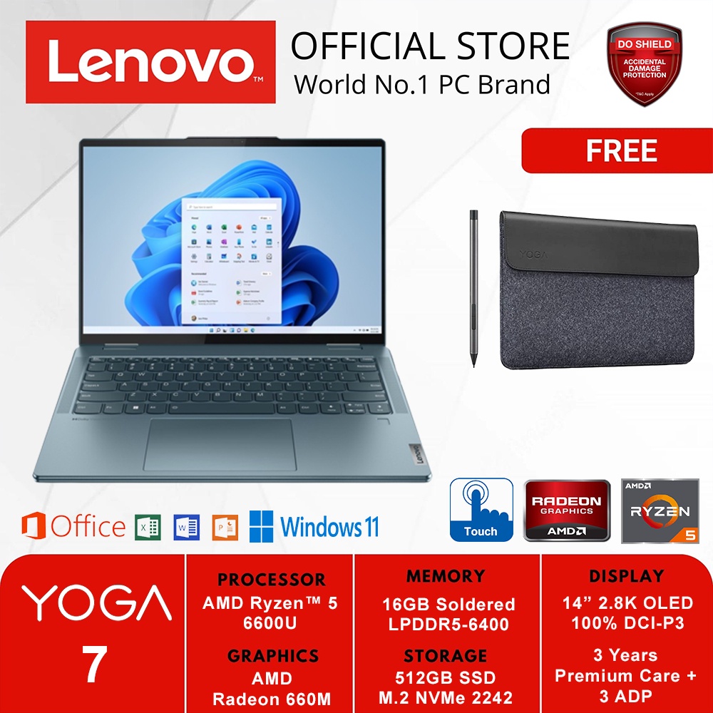 LENOVO YOGA 7 14ARB7 1CID RYZEN 5 6600U 16GB 512GB WIN11 BLUE