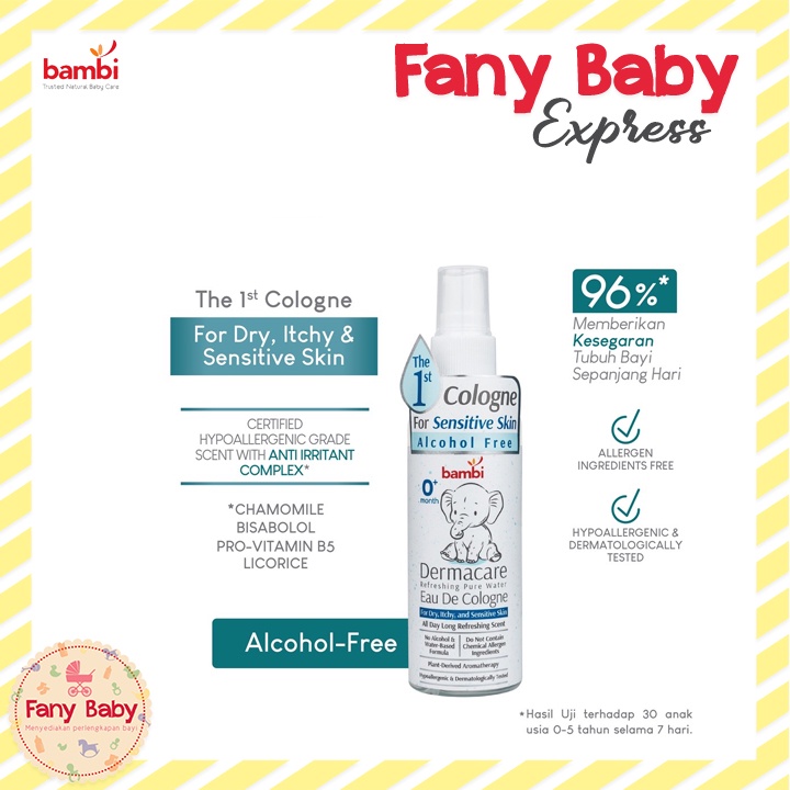 BAMBI BABY DERMACARE REFRESHING PURE WATER EAU DE COLOGNE 100ML