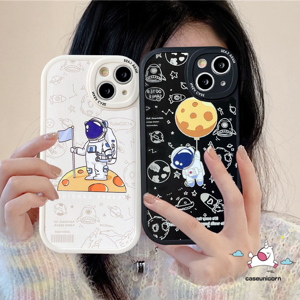 Case NASA Merk Trendy Realme C55 C25Y C53 C21Y C11 C15 C35 C25s C25 C12 C31 C17 C30 C21 C2 C3 C17 C20 10 Pro Plus 8 5 9i 8i 8Pro 6i 5i 6s 6 7i Kartun Astronot Luar Angkasa Lembut Sarung