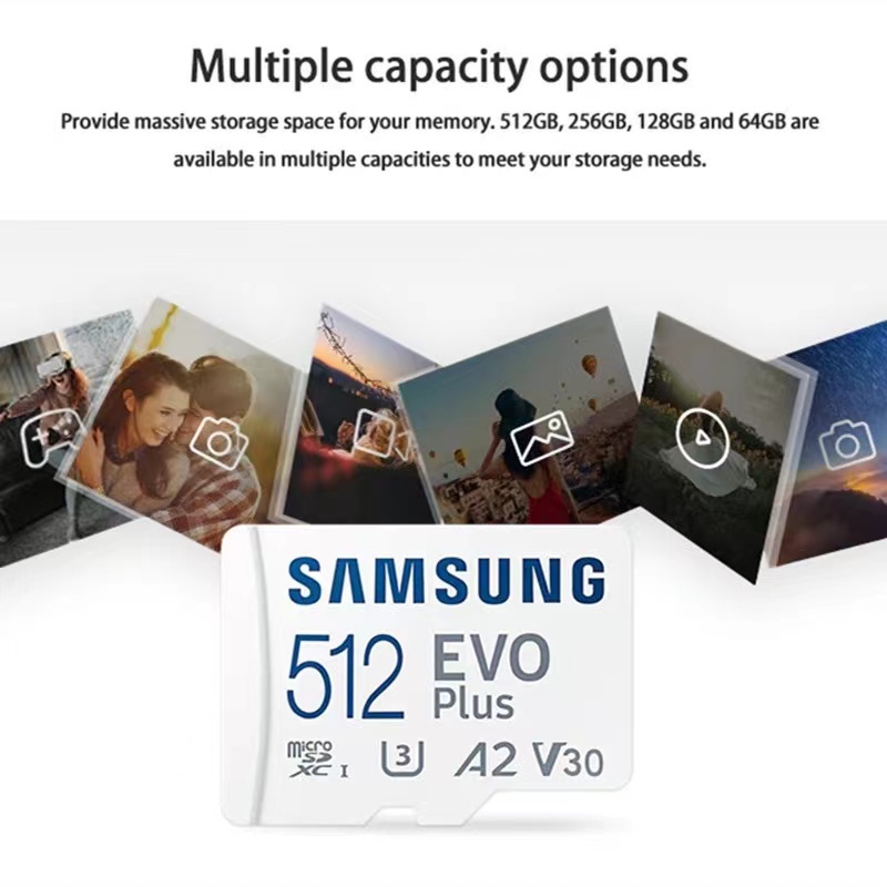 Kartu Memori Samsung Card EVO PLUS MicroSDXC  Micro SD Card UHS-I Card Class 10 U3 4K 32GB/64GB/128GB/256GB/512GB Transfer higga 130MB/S SD TF Card