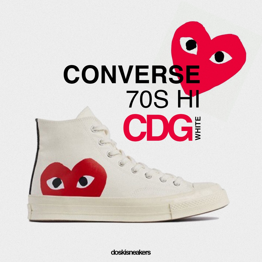 Converse 70S HI X CDG PLAY White 100% Original BNIB Sneakers Casual Pria Wanita Sepatu Ori Murah Sep