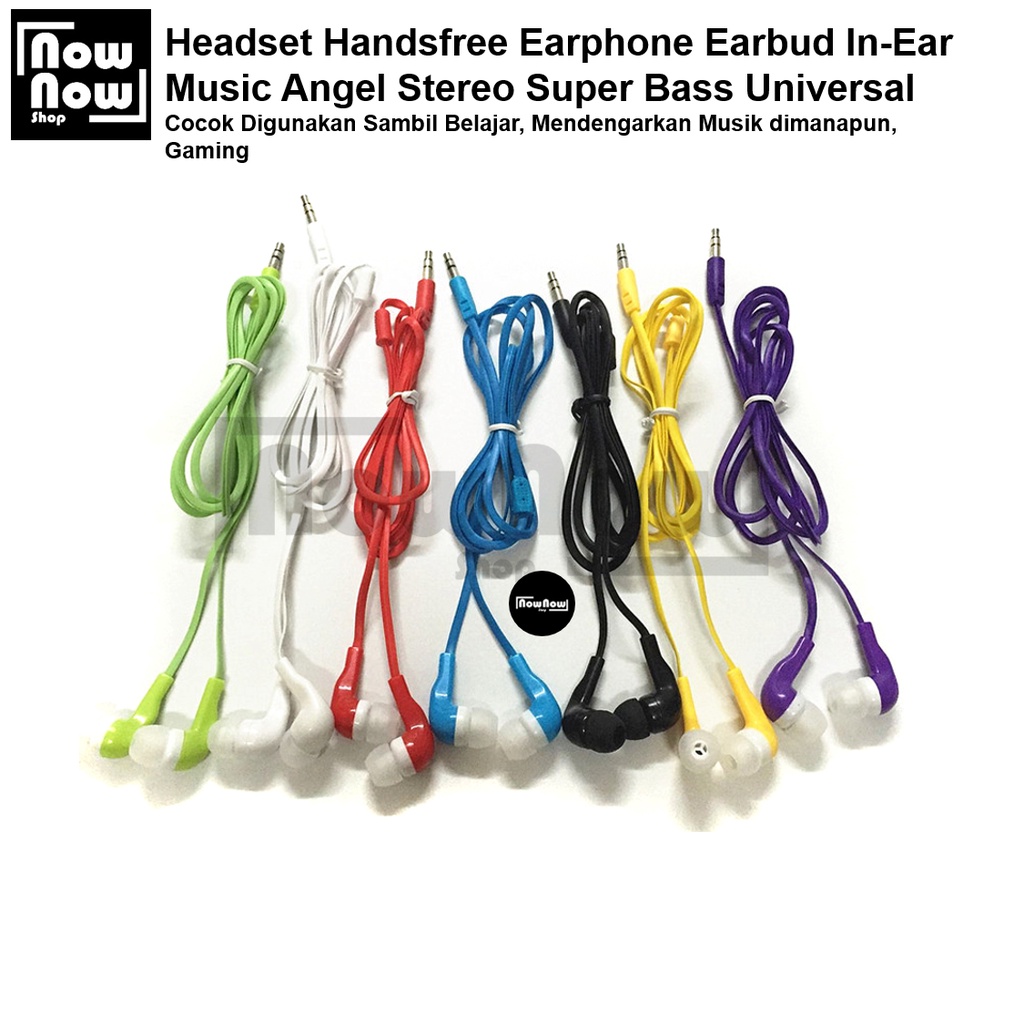 Headset Handsfree Earphone Earbud In-Ear HF Music Angel Stereo Super Bass Universal Jack 3.5mm Non Mic Handset