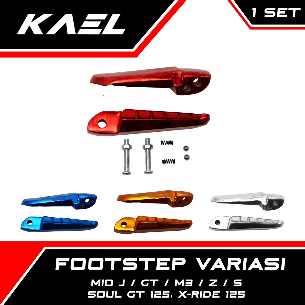 Footstep Belakang Variasi Yamaha Mio J-GT-M3-Z-S &amp; Soul GT 125 &amp; X-Ride 125 New Bluecore Foot Step Warna Silver-Merah-Gold-Biru Injekan-Pijakan Kaki