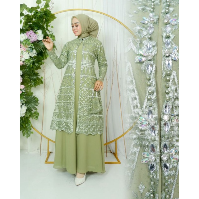 YASMIN DRESS // BAHAN TILLE BORDIR MUTIARA MIX CERUTY // BAJU PESTA // KEBAYA MODERN // KEBAYA WISUDA // By Jannah