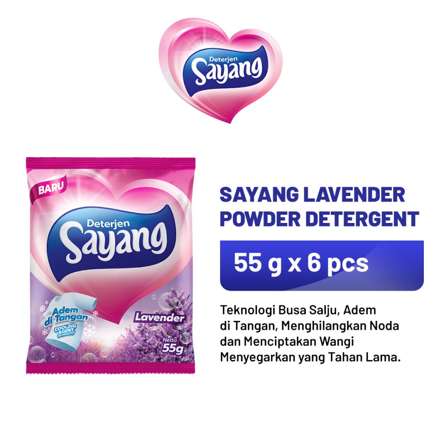 Sayang Lavender/Original Powder Detergent 55 gr x 6 Sachet