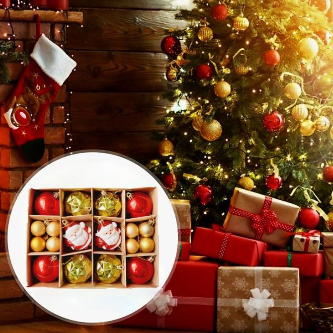 

BEST QUALITY - PAKET HIASAN NATAL GIFT BOX KADO CHRISTMAS BALL MURAH BOLA SANTA MERAH