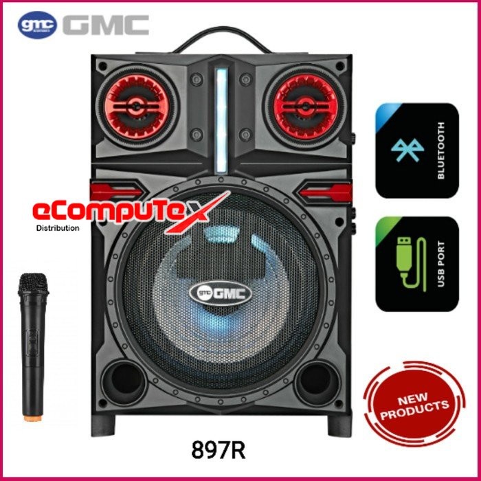 SPEAKER KARAOKE KOPER GMC 897R / 897 R 8 INCH BLUETOOTH MIC - RESMI