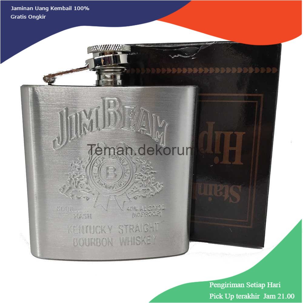 TD - PR Jim Beam Botol Minum Wine Whiskey Hip Flask 7 oz - F0212