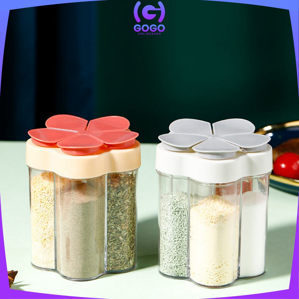 GOGO-C97 Tempat Bumbu Dapur 5 Sekat Bentuk Bunga Multifungsi / Wadah Penyimpanan Bumbu Masak Serbaguna Seasoning Jar Kitchen