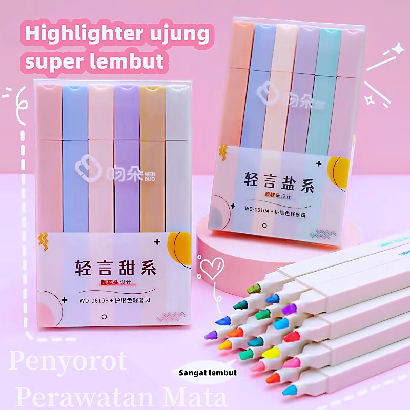 

COD Highlighter MULTICOLOR Highlighter Pastel Pen Diary Marker Alat Tulis Pengganti Stabilo