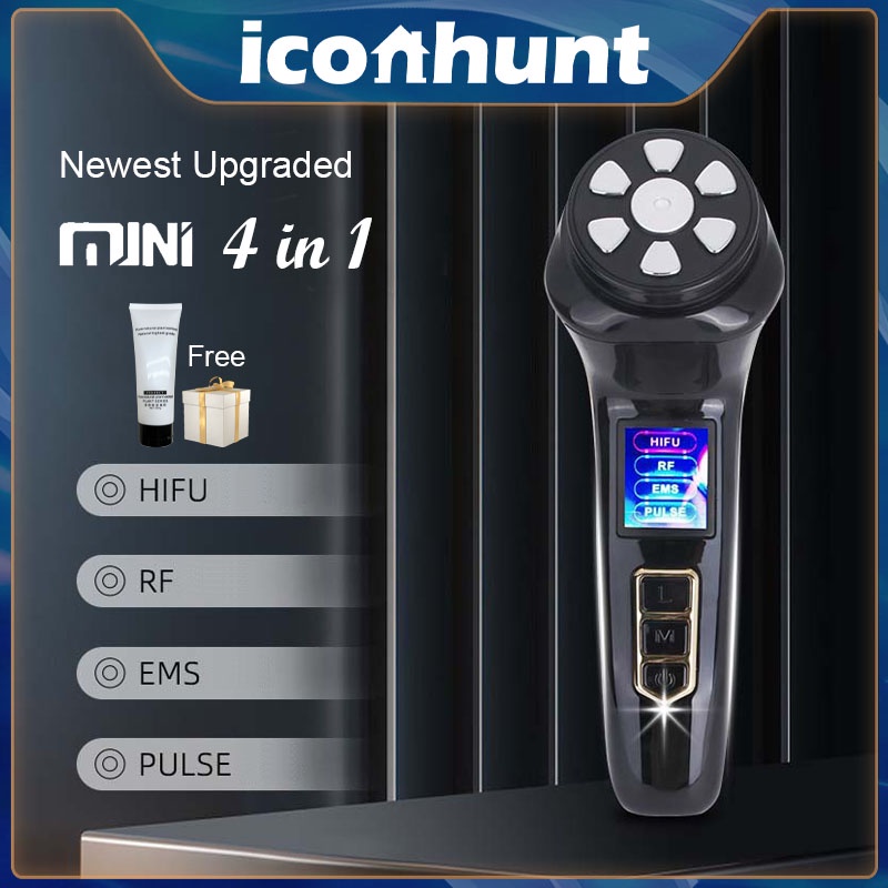 2023 Newest Mini HIFU RF EMS PULSE 4 in 1 Alat Kecantikan Multifungsi EMS Radio Frekuensi Ultrasonik Pulse Penghapusan Kerutan Wajah Lingkaran Hitam Pemutih Kencangkan Kulit Beauty Face