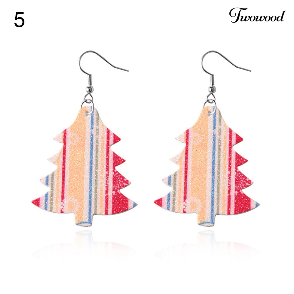 Anting Hook Bahan Kulit Imitasi Model Teardrop Tree Heart Dangle Untuk Wanita